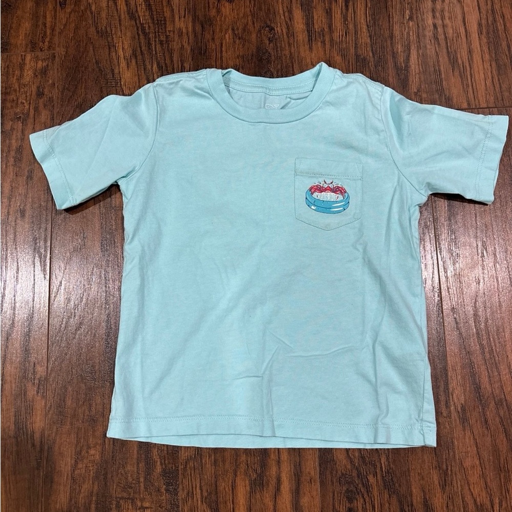 Vineyard Vines Aqua Kids Tee with Pocket